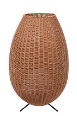 Lucide Colin - oplaadbare vloerlamp buiten - Ø 50 x 79 cm - 3 stap dimmer - 3W dimbare LED incl. - IP44 - licht hout