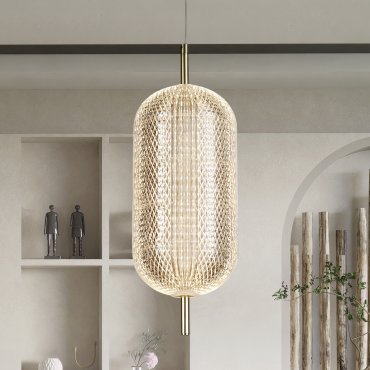 Searchlight Capsule - hanglamp - Ø 15 x 150 cm - 20W dimbare LED incl. - satijn messing