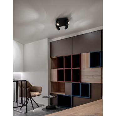 Nova Luce Gon - opbouwspot 4L - 25 x 25 x 9 cm - 4 x 5W LED incl. - zandzwart