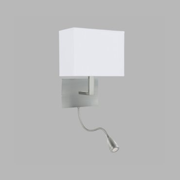 Searchlight Wall - wandverlichting met dubbele schakelaar - 20 x 25,5 cm - 1W LED incl. - mat nikkel