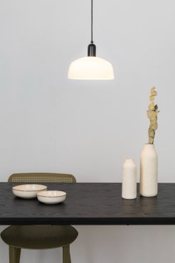 Faro Tatawin - hanglamp - Ø 25 x 111,5 cm - zwart/melkglas