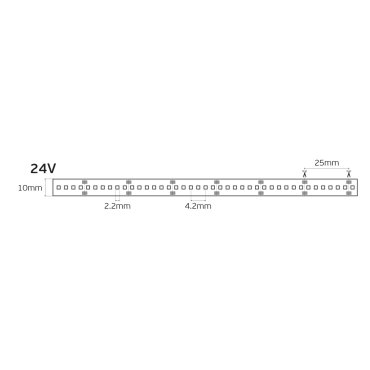 VK Lighting LED strip - 1cm breed, 500cm lengte - 24Vdc - dimbaar - 24W LED per meter - 240 LEDs per meter - IP20