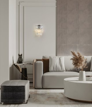 Searchlight Empire - wandverlichting - 20 x 30 cm - IP44 - chroom