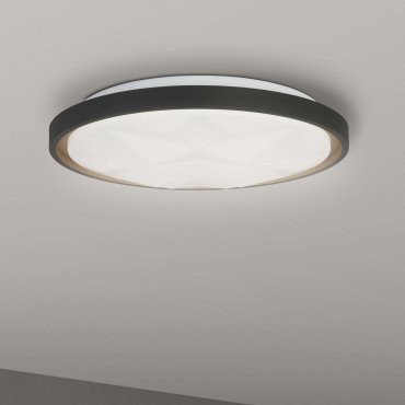 Searchlight Satellite - plafondverlichting met afstandsbediening - Ø 42 x 6 cm - 24W dimbare LED incl. - zwart en goud