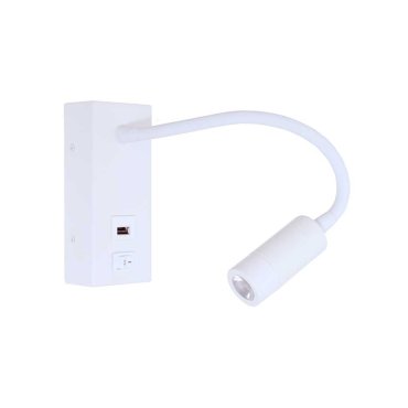 Artdelight Easy - wandverlichting met schakelaar en USB-poort - 6 x 32 x 14 cm - 3W LED incl. - wit