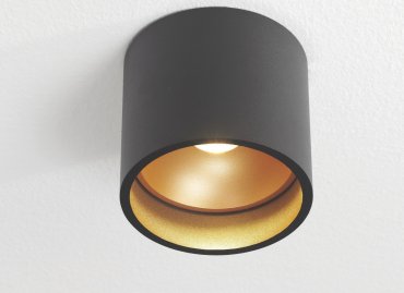 Artdelight Ormond - plafondverlichting - Ø 11 x 10 cm - 7W dimbare LED incl. - IP54 - zwart/goud