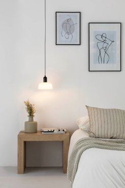 Faro Tatawin - hanglamp - Ø 18,4 x 108,1 cm - zwart/melkglas