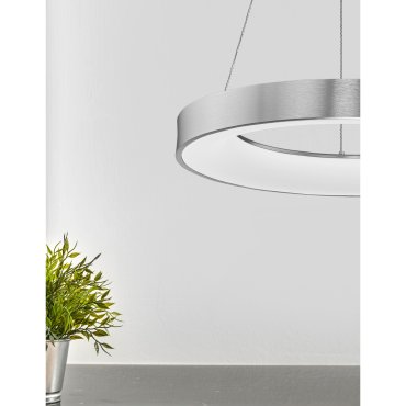 Nova Luce Rando Thin - hanglamp - Ø 60 x 120 cm - 50W dimbare LED incl. - geborsteld zilver