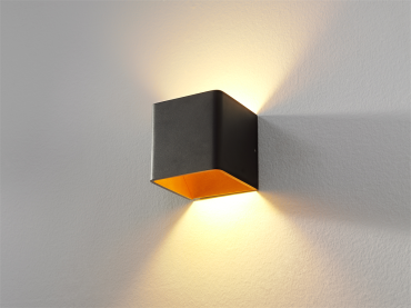 Artdelight Fulda - wandlamp - 10 x 10 x 10 cm - 6W dimbare LED incl. - zwart en goud