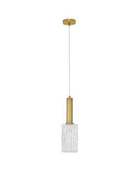 Nova Luce Certa - hanglamp - Ø 12,5 x 120 cm - helder glas en messing goud