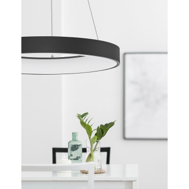 Nova Luce Rando Thin - hanglamp - Ø 60 x 120 cm - 50W dimbare LED incl. - zand zwart - witte lichtkleur