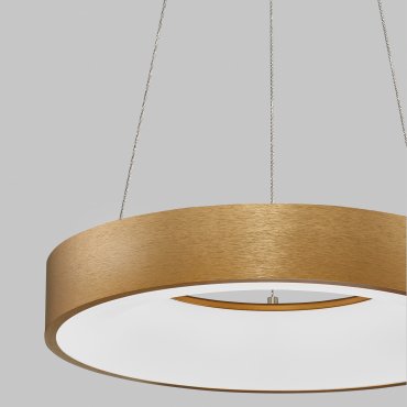 Nova Luce Rando Thin - hanglamp - Ø 38 x 120 cm - 30W dimbare LED incl. - geborsteld goud