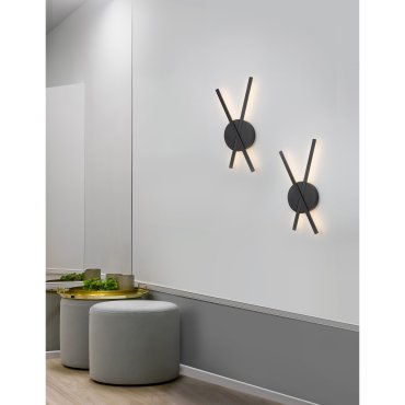 Nova Luce Reslin - wandverlichting - 24,5 x 5 x 53 cm - 18W LED incl. - zand zwart