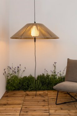 Faro Saigon - hanglamp met stekker - Ø 105 x 30 cm - IP65 - grijs en beige