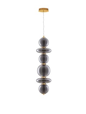 Nova Luce Navi - hanglamp - 17 x 22 x 200 cm - 27W LED incl. - messing goud en rookgrijs