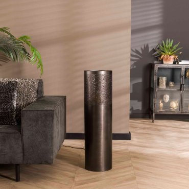 Vico Cylinder Nikkel - vloerlamp - Ø 25 x 90 cm - zwart nikkel