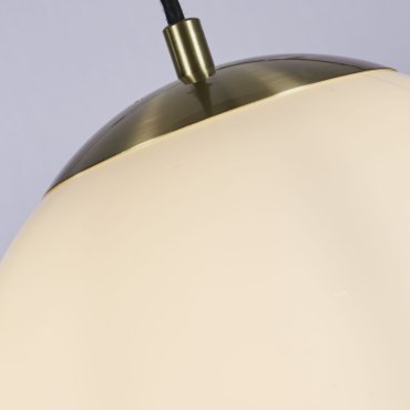 Searchlight Atom II - hanglamp - Ø 30 x 120 cm - satijn messing en opaal