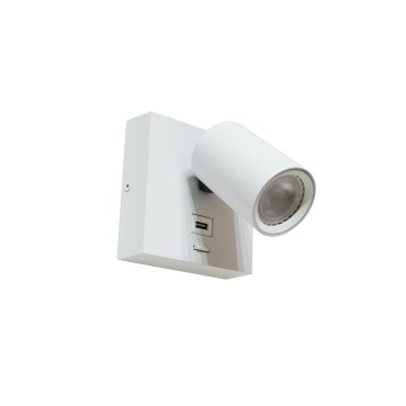 Artdelight Master - wandverlichting met schakelaar en USB-poort - 11,5 x 12,5 x 11,5 cm - 6W LED incl. - wit