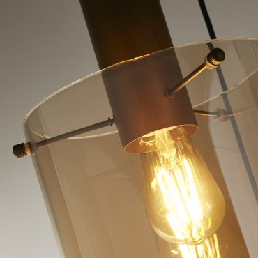 Searchlight Sweden - hanglamp - Ø 47 x 150 cm - mokka en amber