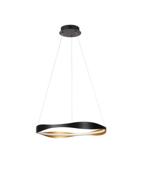 Nova Luce Dobi - hanglamp - Ø 60 x 120 cm - 32W dimbare LED incl. - zandzwart en goud