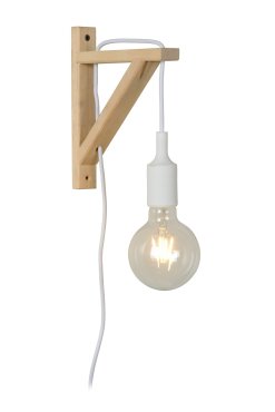 Lucide Fix - wandlamp met schakelaar op kabel - 3,2 x 19 x 22,5cm - wit
