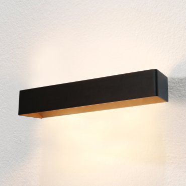 Artdelight Mainz XL - wandverlichting - 50 x 10 x 7 cm - 2 x 6,3W dimbare LED incl. - zwart en goud