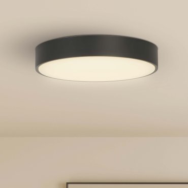 Searchlight Palma - plafondverlichting - Ø 25 x 4 cm - 12W LED incl. - zwart en opaal