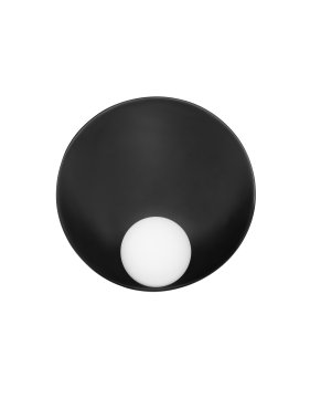 Nova Luce Minim - wandlamp - Ø 23 x 23 cm - zandzwart en opaalglas