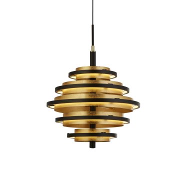 Searchlight Hive - hanglamp - Ø 40 x 140 cm - 35W dimbare LED incl. - zwart en goud