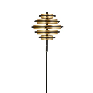 Searchlight Hive - staanlamp - Ø 40 x 148 cm - 37W dimbare LED incl. - zwart en goud