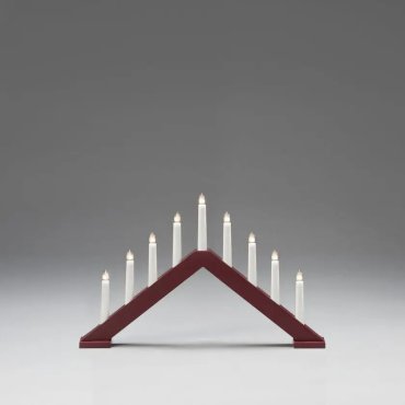 Konstsmide kerstverlichting - houten kerst kandelaar - 50,6 x 5 x 32 cm - mat donkerrood
