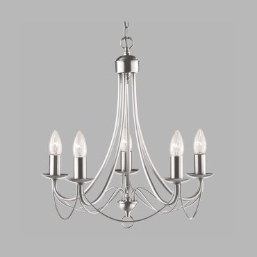 Searchlight Maypole - luster - Ø 46 x 100 cm - satijn zilver