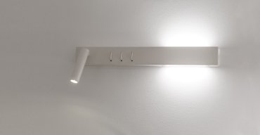 VK Lighting Bar - wandverlichting met linkse leeslamp - 40 x 17 x 5 cm - 3W + 2x6W LED incl. - wit