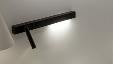 VK Lighting Bar - wandverlichting met linkse leeslamp - 30 x 17 x 5 cm - 3W + 6W LED incl. - zwart