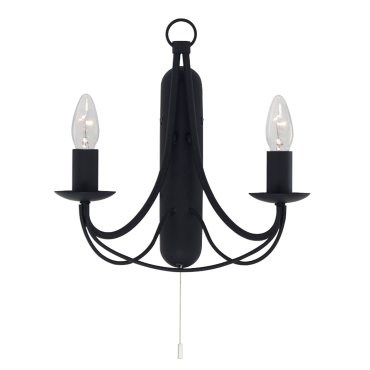 Searchlight Maypole - wandverlichting met trekschakelaar - 31 x 31 cm - zwart