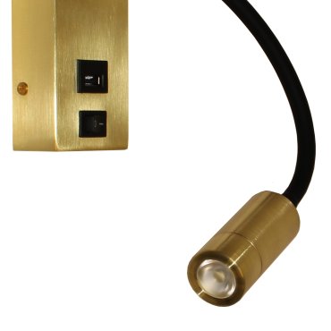 Artdelight Easy - wandverlichting met schakelaar en USB-poort - 6 x 32 x 14 cm - 3W LED incl. - mat goud