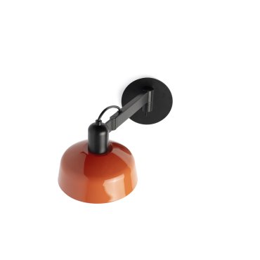 Faro Tatawin - wandlamp - Ø 18,4 x 38 x 15 cm - satijnzwart en glansroodachtigoranje