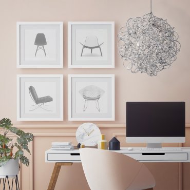Searchlight Scribble - hanglamp - Ø 41 x 138 cm - 6 x 14W halogeen incl. - zilver