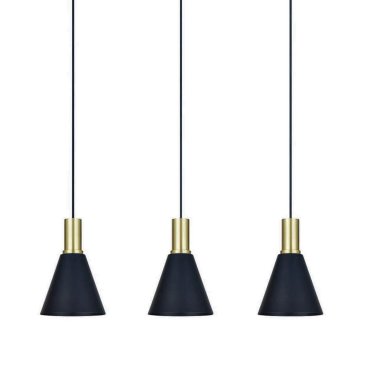 ONE Light E27 Pendant Cones - hanglamp - Ø 15,3 x 222,8 cm - geborsteld messing en zwart