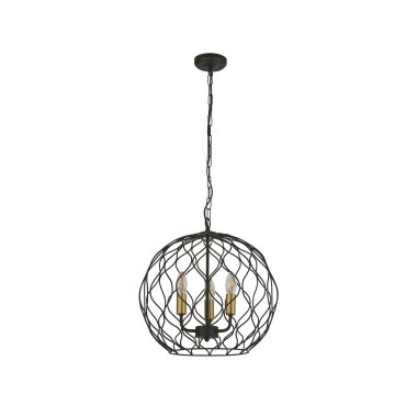 Searchlight Finesse - hanglamp - Ø 41 x 94 cm - mat zwart