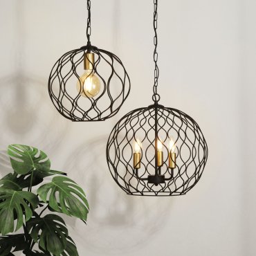 Searchlight Finesse - hanglamp - Ø 31,5 x 85 cm - mat zwart