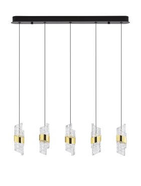 Nova Luce Seneca - hanglamp - 83 x 150 x 7,5 cm - 41W LED incl. - goud en zwart