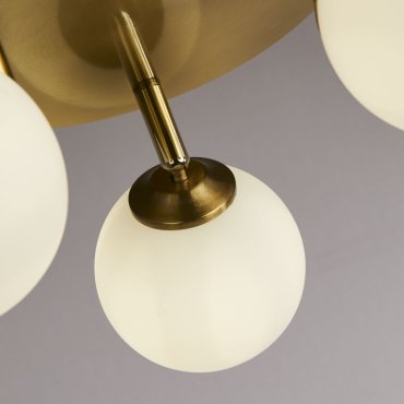 Searchlight Crosby - plafondlamp - Ø 34 x 14 cm - goud en opaal