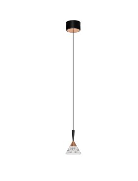Nova Luce Paluz - hanglamp - Ø 10,5 x 180 cm - 7W LED incl. - mat zwart en roségoud