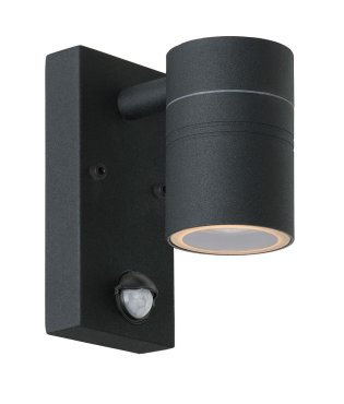 Lucide Arne 1 - buiten wandverlichting met bewegingssensor - 6,3 x 12 x 16,3 cm - 5W LED incl. - IP44 - zwart