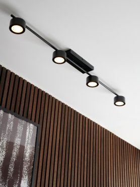 Nordlux Clyde - plafondlamp - 115 x 8,5 x 10 cm - 3 stappen dimmer - 4 x 5W LED incl. - zwart