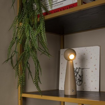 Lucide Ipsos - oplaadbare tafellamp - Ø 6 x 22 cm - 3W dimbare LED incl. - taupe