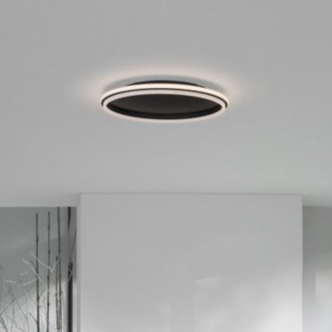 Nova Luce Willow - plafondlamp - Ø 60 x 6 cm - 52W LED incl. - zandzwart
