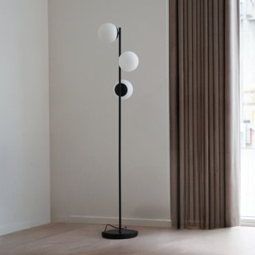 Nordlux Lilly - staanlamp - Ø  23 x 150 cm - zwart en opaal wit