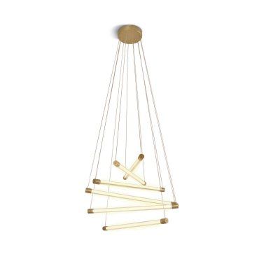 ONE Light Light Bars - hanglamp - Ø 63,5 x 150 cm - 65W LED incl. - geborsteld messing